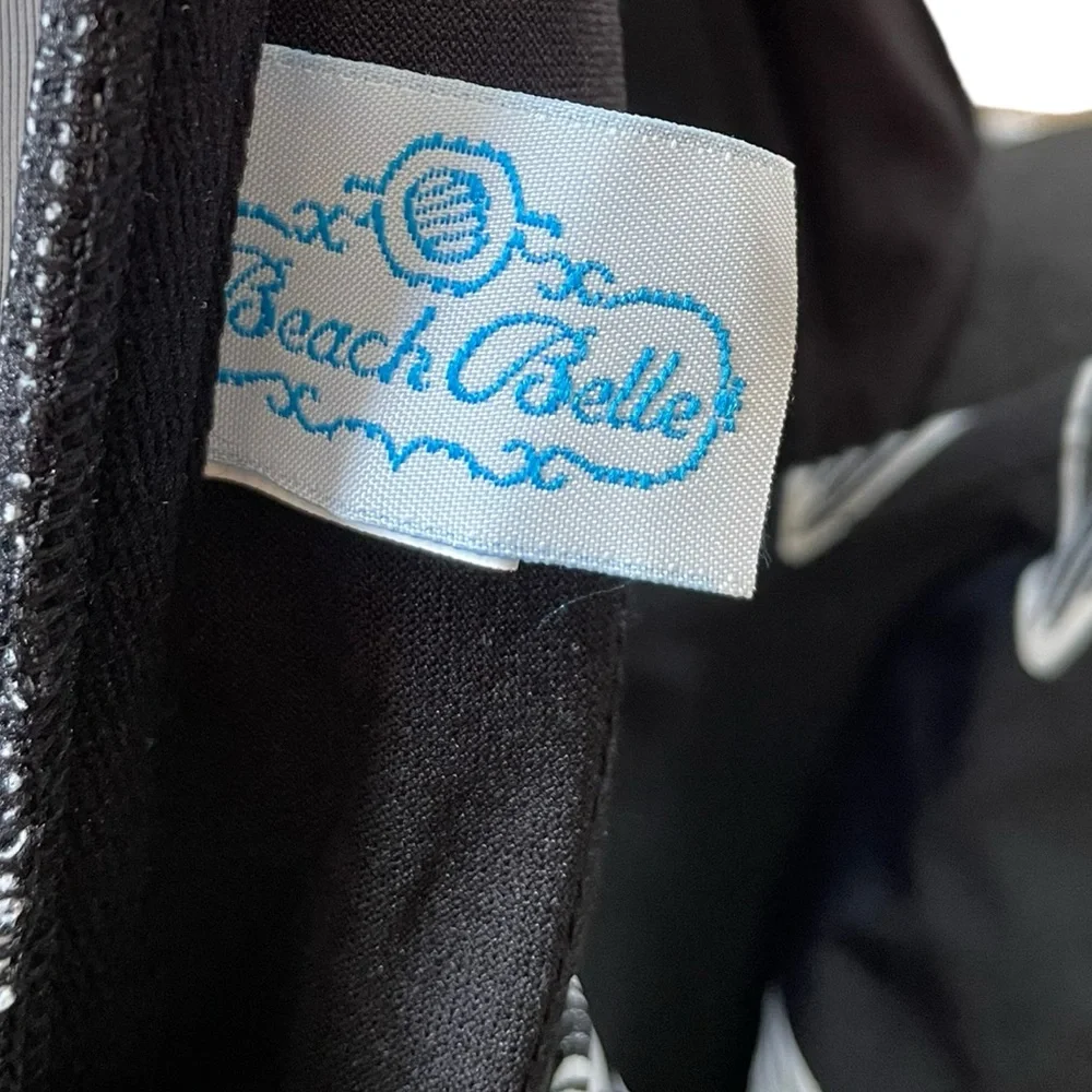 NEW Beach Belle Plus Size Black White Midnight Bouquet Twist Halter Swim Dress - Picture 7 of 9